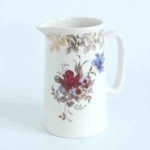 Lord Nelson Pottery Ceramic Pitcher Gold Filigree Cream England 6.5in 1972‎